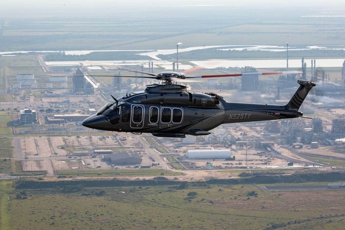 Bell 525 Flying Over Industrial Zone